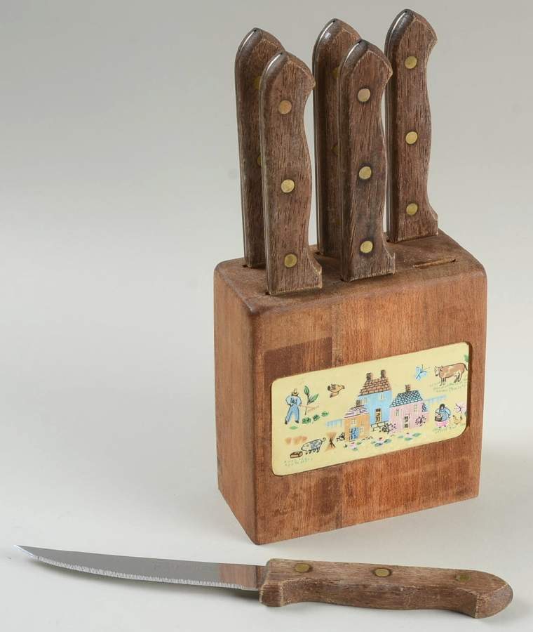 Heartland (7 Piece) Steak Knife Set w/Wood Block by International-1