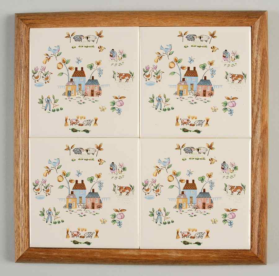 Heartland Square Tea Tile with Wood Frame and Tile Insert by International-1