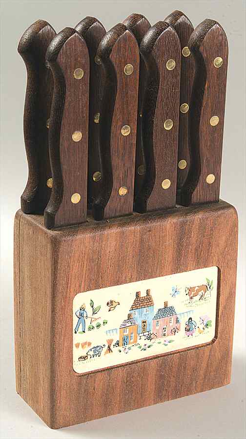 Heartland (9 Piece) Steak Knife Set w/Wood Block by International-1