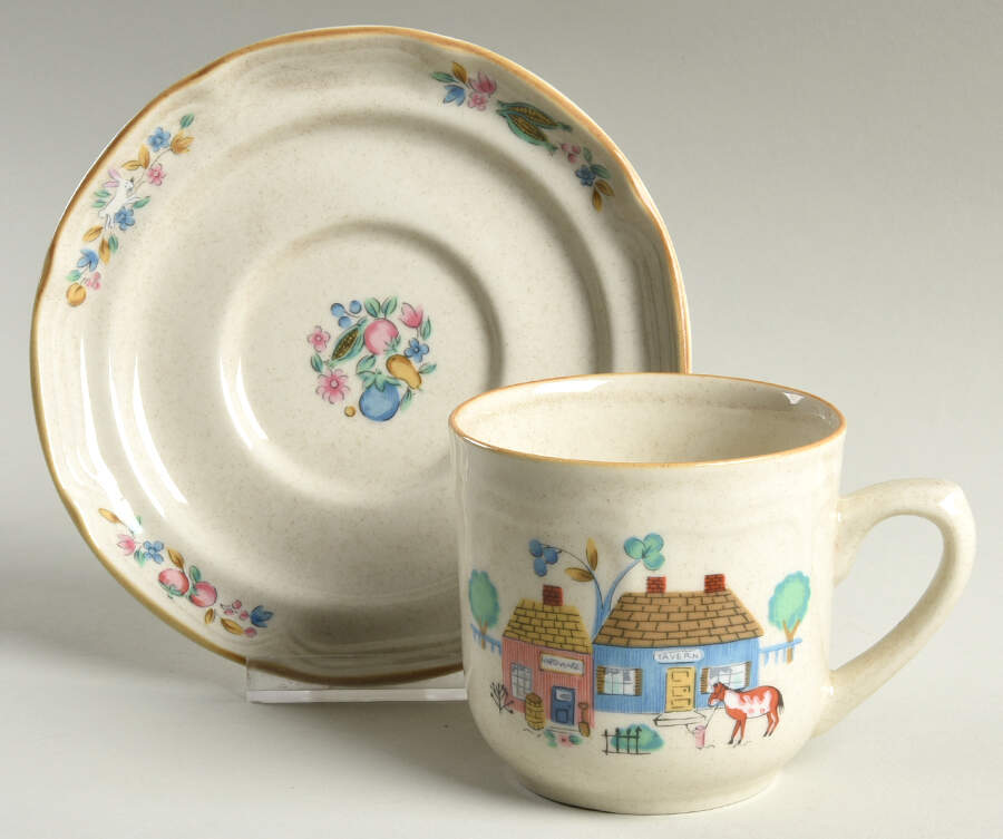 Heartland Village Flat Cup & Saucer Set by International-1