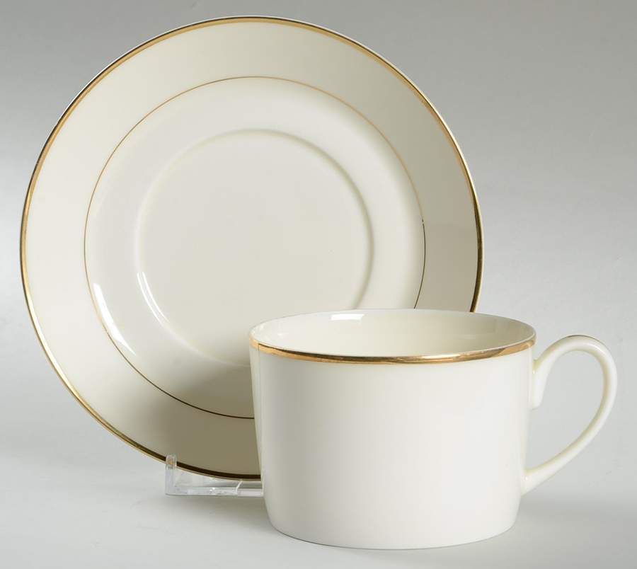 High Point (Ivory Background) Flat Cup & Saucer Set by International-1