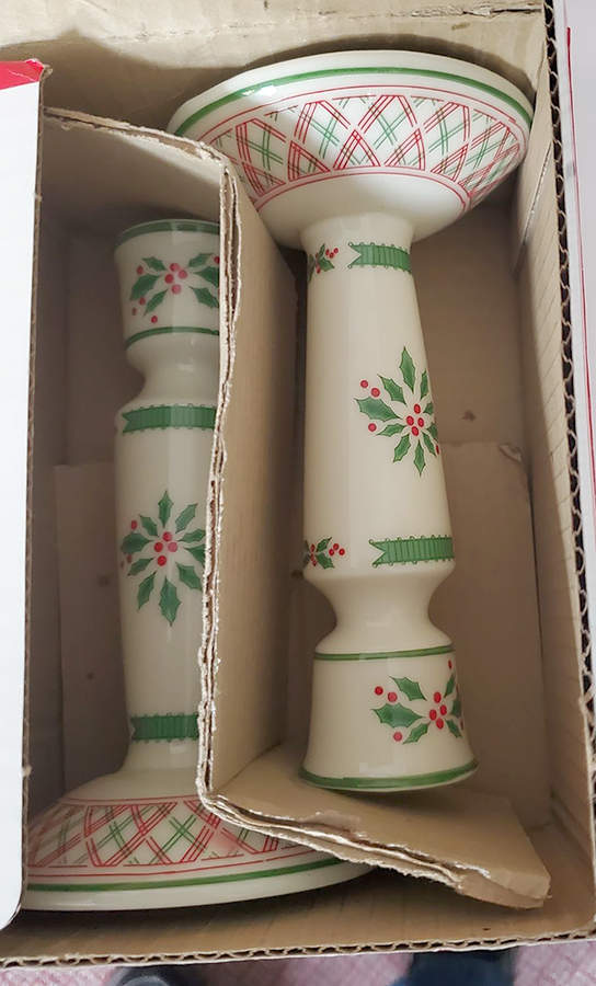 Holly Ribbon 6" Candlestick by International-1