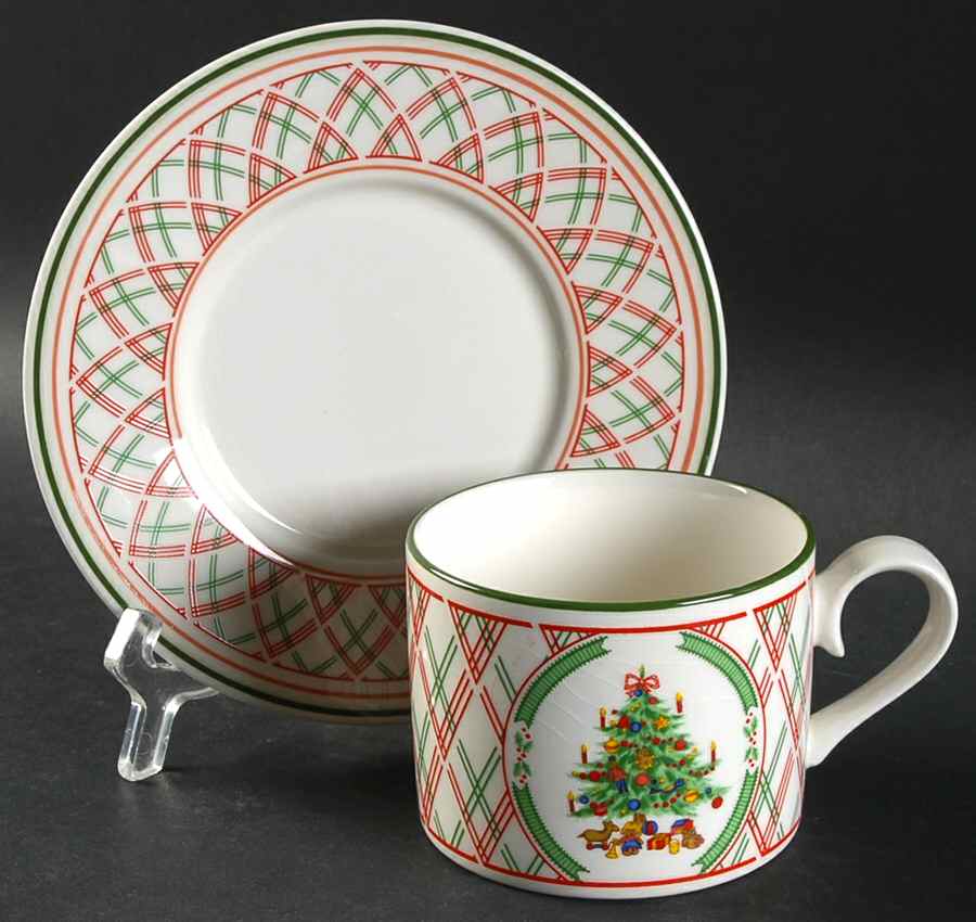 Holly Ribbon Flat Cup & Saucer Set by International-1