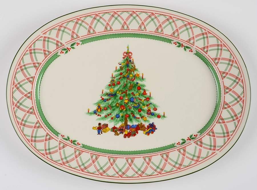 Holly Ribbon 14" Oval Serving Platter by International-1