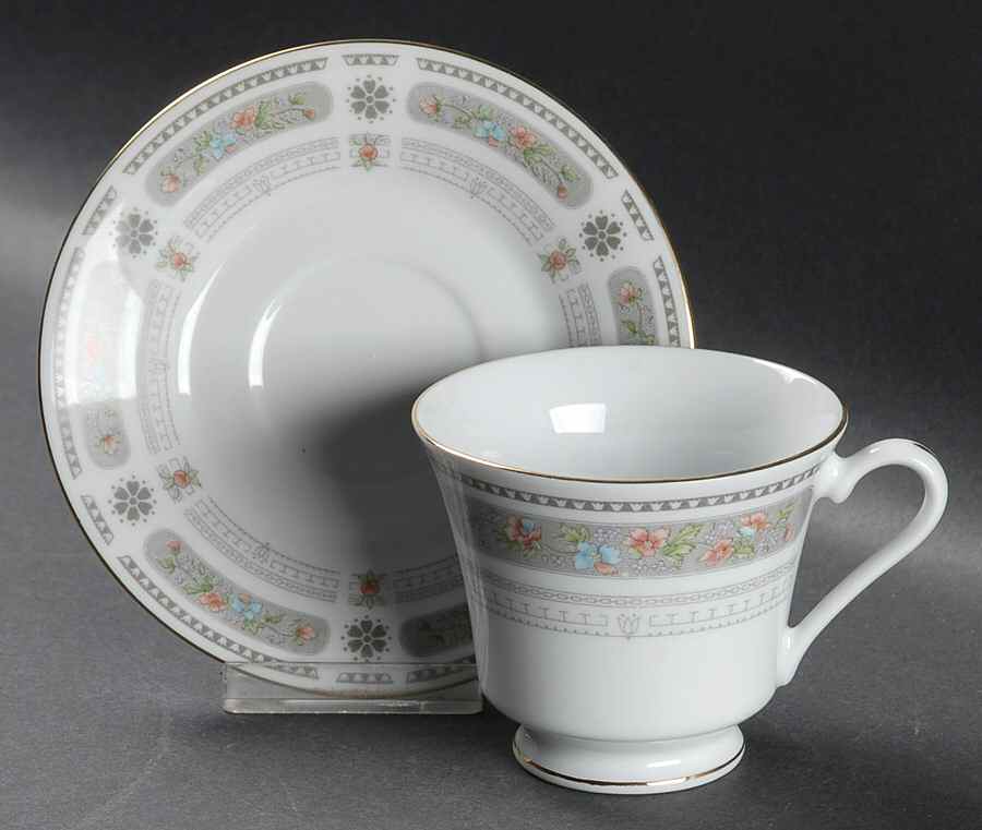 Illusion Footed Cup & Saucer Set by International-1