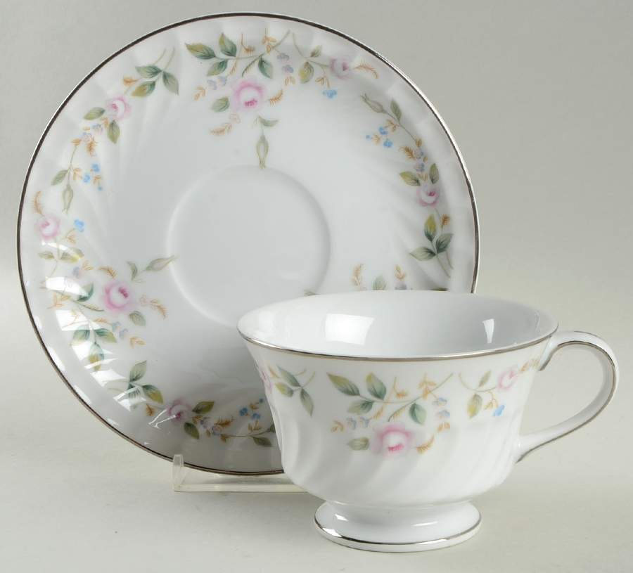 Memories Footed Cup & Saucer Set by International-1