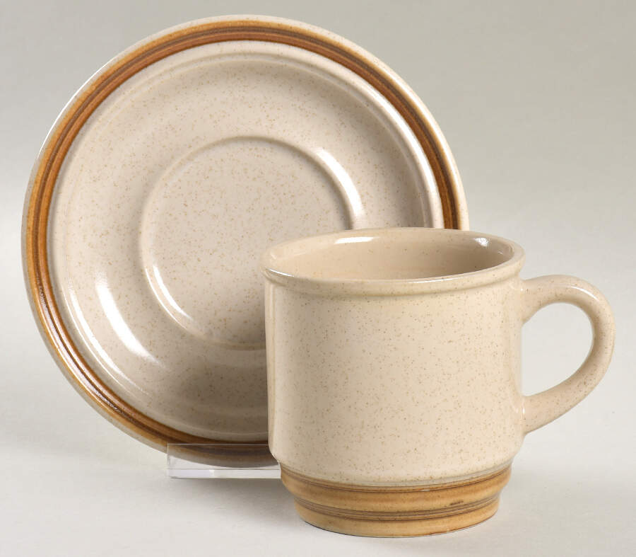 Mocha Flat Cup & Saucer Set by International-1
