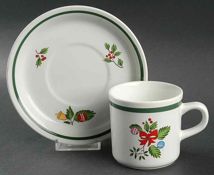 Noel (Band 1-4" From Edge) Flat Cup & Saucer Set by International-1