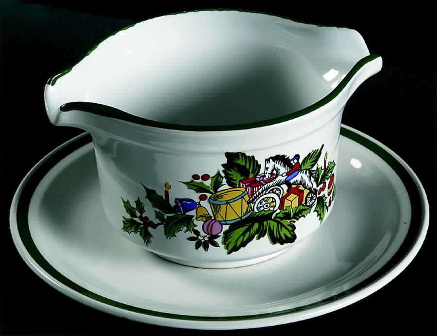 Noel (Band 1-8" From Edge) Gravy Boat with Attached Underplate by International-1