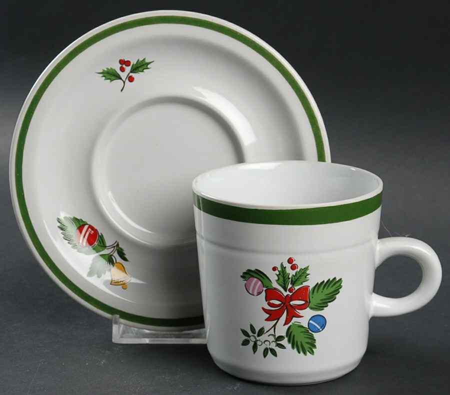 Noel (Band 1-8" From Edge) Flat Cup & Saucer Set by International-1