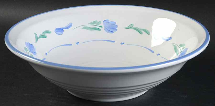 Petals Blue 9" Round Vegetable Bowl by International-1