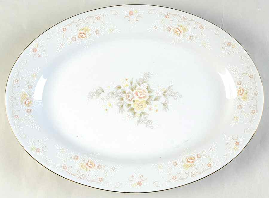 Promise (Platinum Trim) 13" Oval Serving Platter by International-1