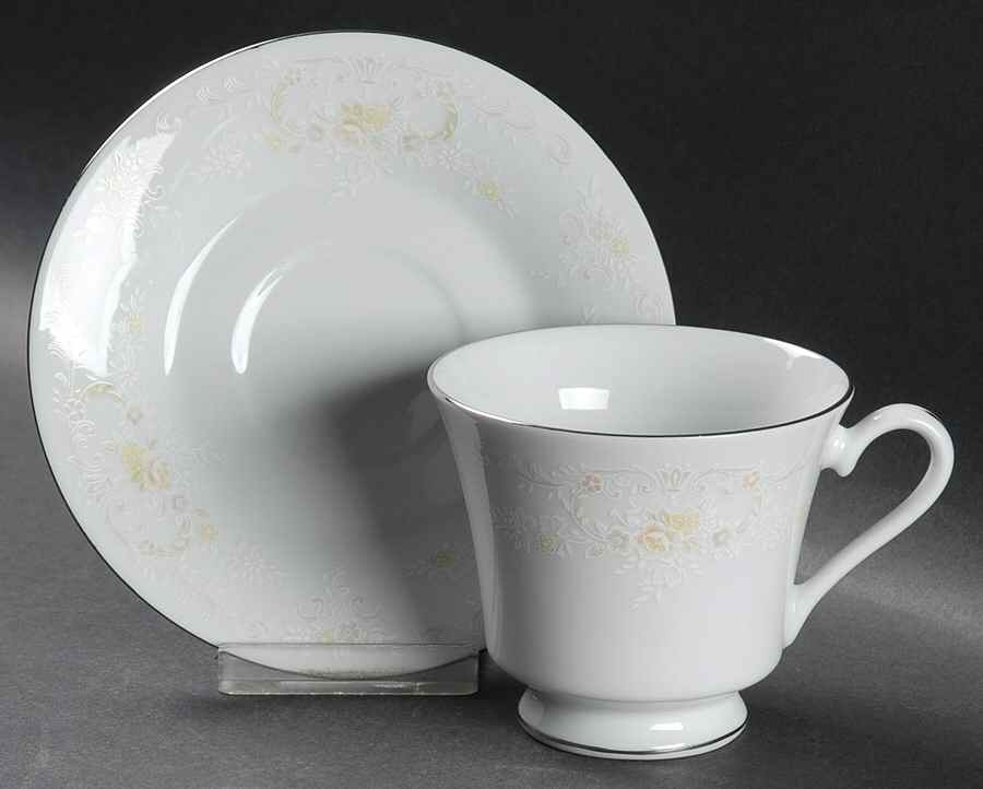 Promise (Platinum Trim) Footed Cup & Saucer Set by International-1