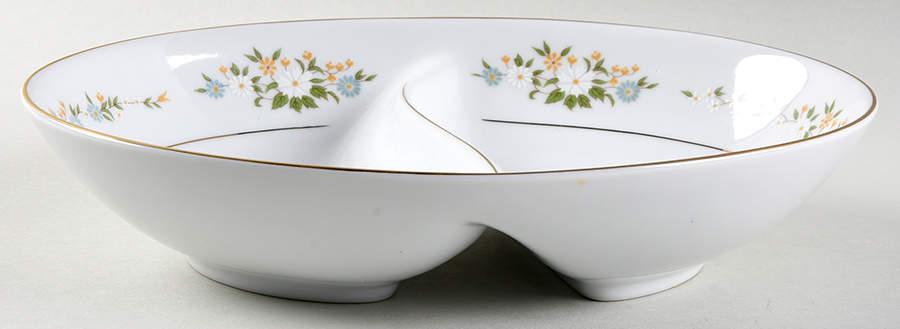 Serenade 10" Oval Divided Vegetable Bowl by International-1