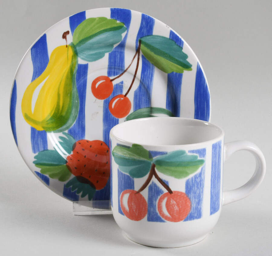 Summer Fruit Flat Cup & Saucer Set by International-1