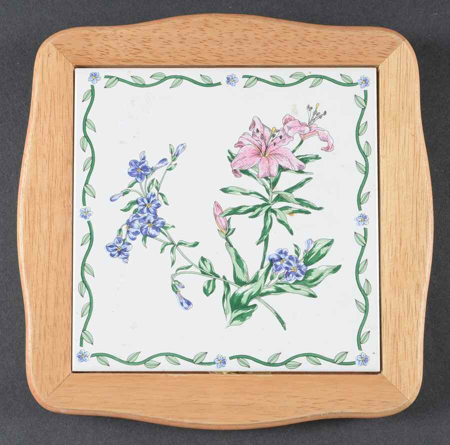 Terrace Blossoms Wood Frame Trivet by International-1
