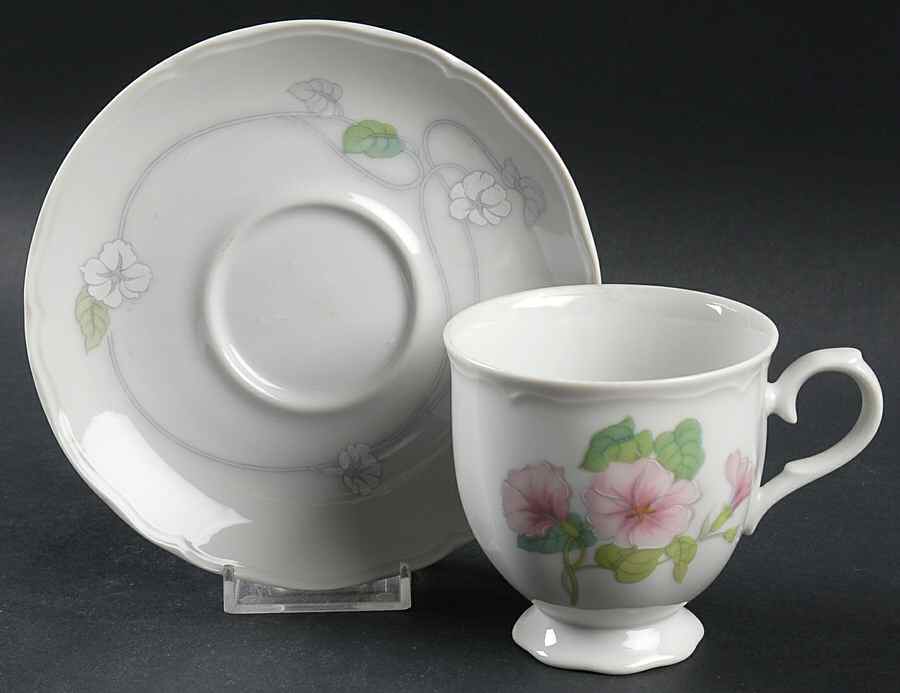 Trellis Footed Cup & Saucer Set by International-1