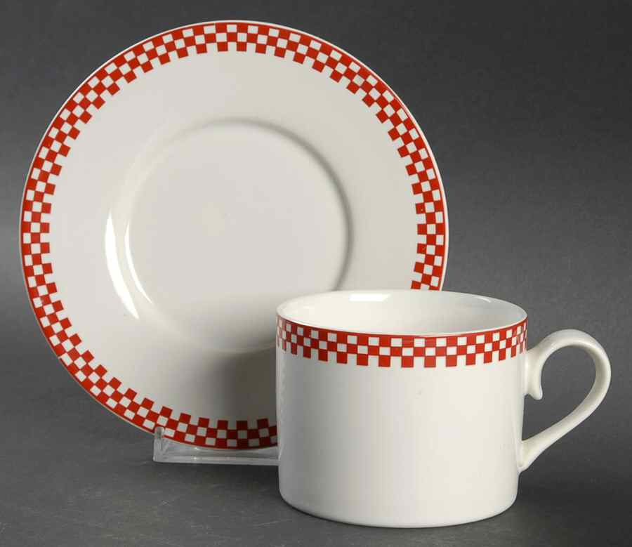 Trattoria Red Flat Cup & Saucer Set by International-1