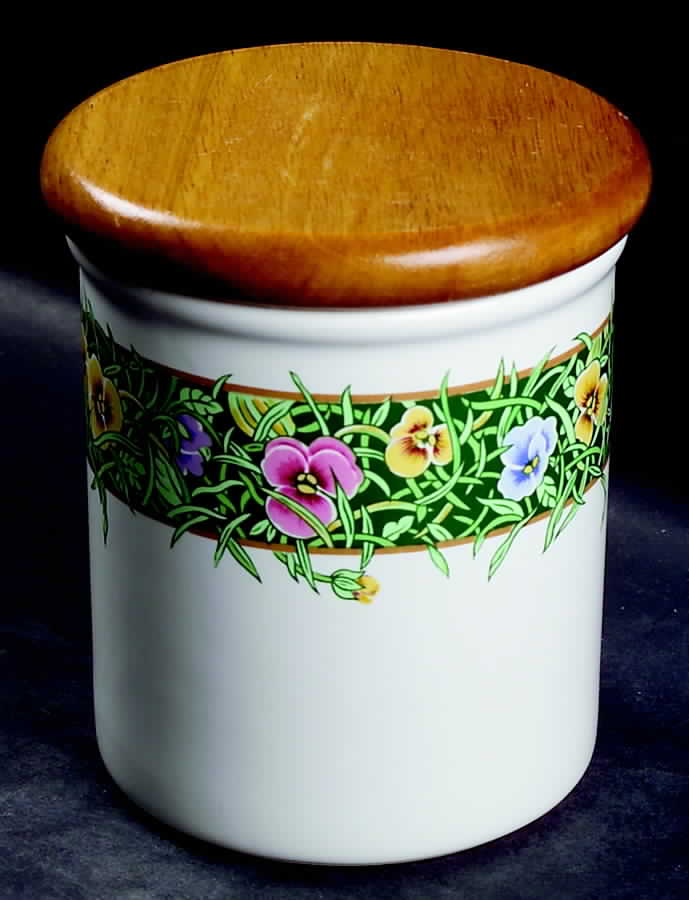 Velvet Faces Medium Canister & Wood Lid by International-1