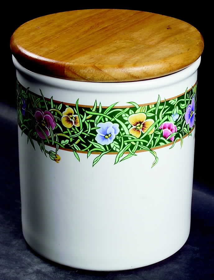 Velvet Faces Extra Large Canister & Wood Lid by International-1