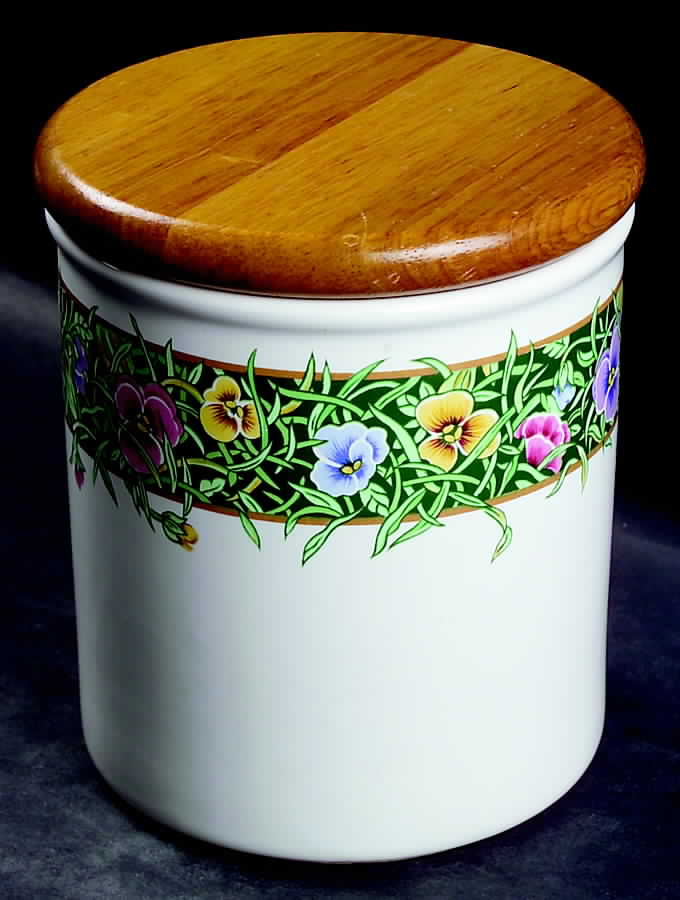 Velvet Faces Large Canister & Wood Lid by International-1