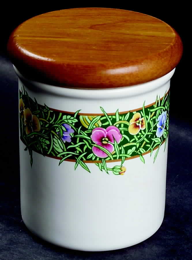 Velvet Faces Small Canister & Wood Lid by International-1