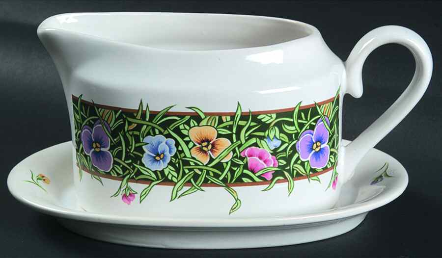 Velvet Faces Gravy Boat & Underplate/Relish by International-1