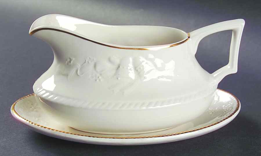 White Christmas Gravy Boat & Underplate/Relish by International-1