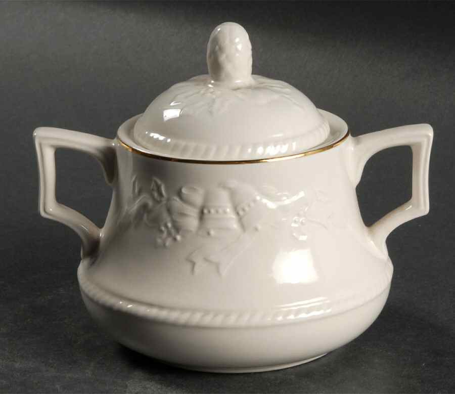White Christmas Sugar Bowl & Lid by International-1