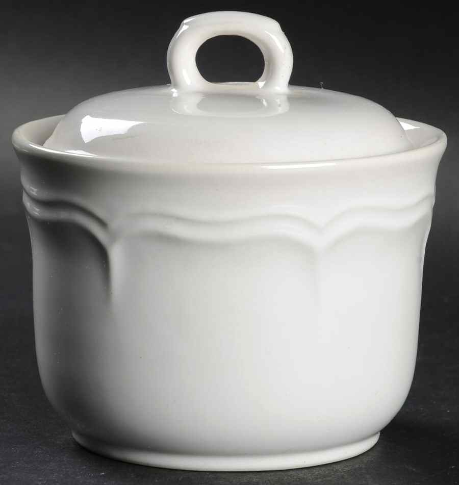 White Ice Sugar Bowl & Lid by International-1