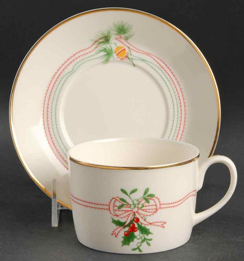 Yuletide Seasons Flat Cup & Saucer Set by International-1