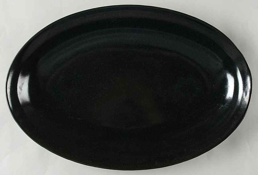 Basic Black 15" Oval Serving Platter by Iron Mountain-1
