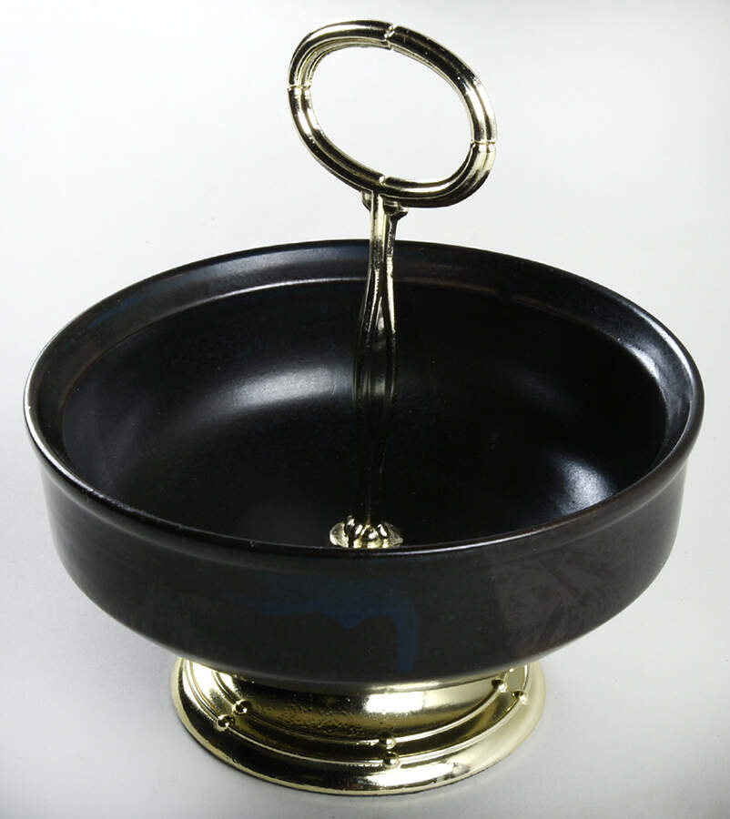 Blue Ridge 6"-7" Handled Footed Nut Dish HC by Iron Mountain-1