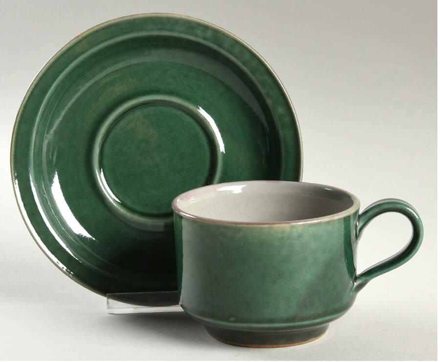 Evergreen Flat Cup & Saucer Set by Iron Mountain-1