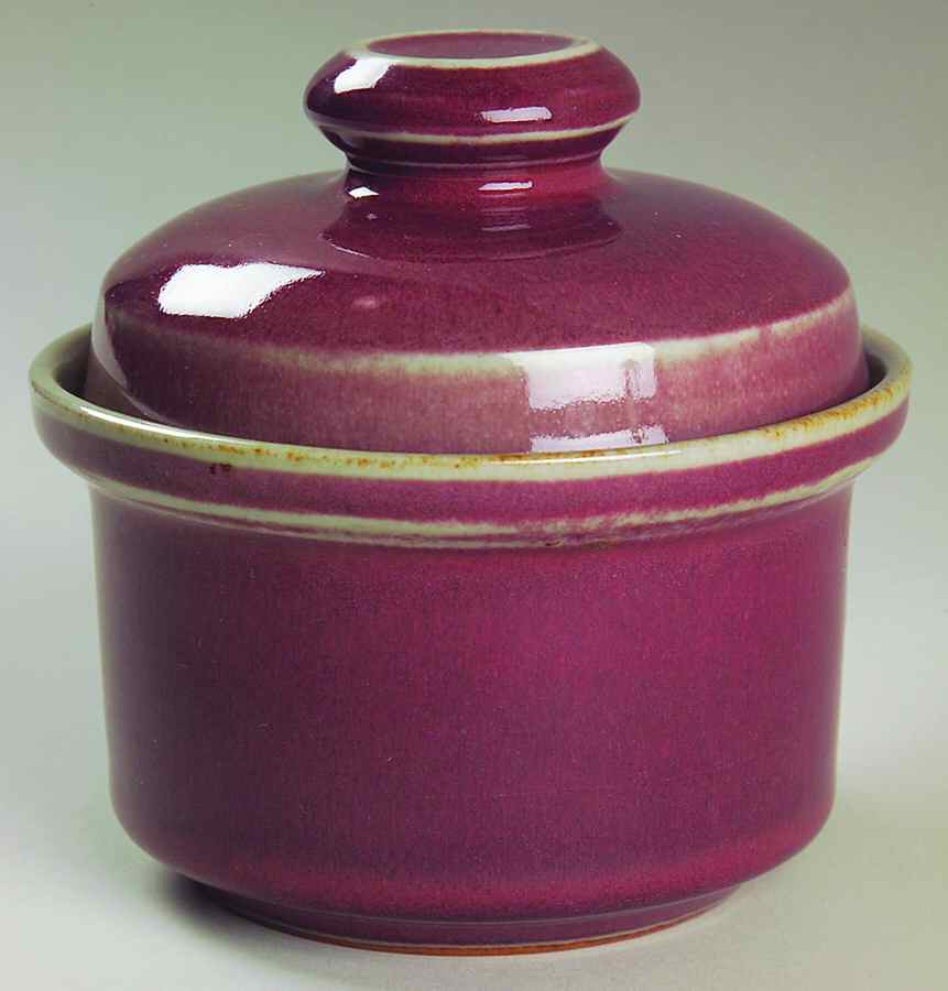 Plum Red Sugar Bowl & Lid by Iron Mountain-1