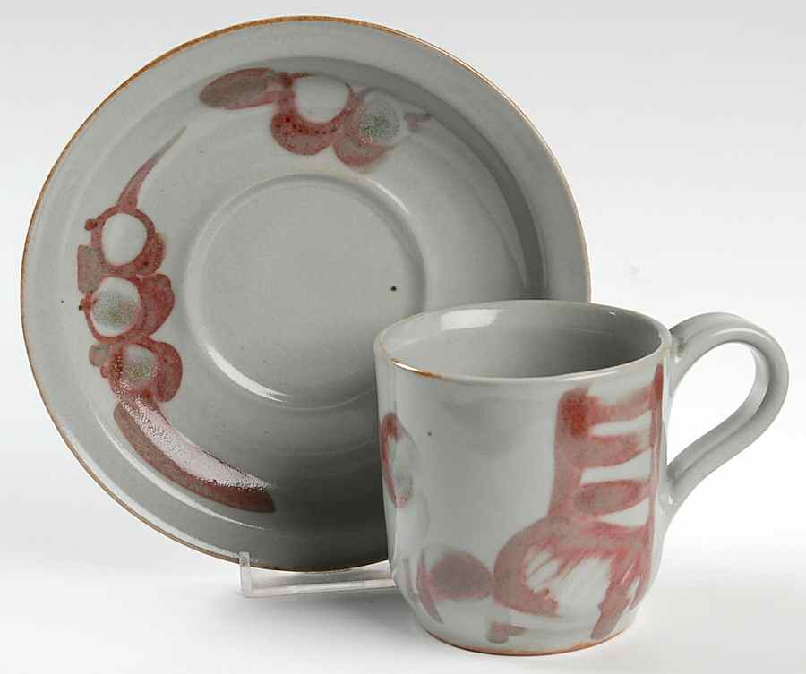 Solid Cherry Flat Cup & Saucer Set by Iron Mountain-1