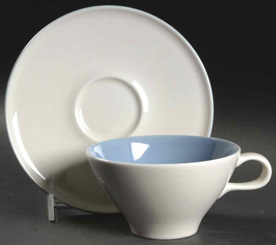 Accent Blue (Bristol Blue) Flat Cup & Saucer Set by Iroquois-1
