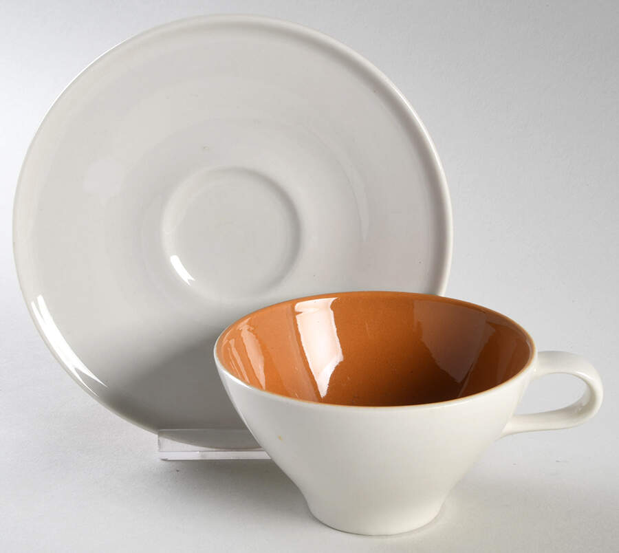 Accent Orange (Burnt Umber-Orange) Flat Cup & Saucer Set by Iroquois-1