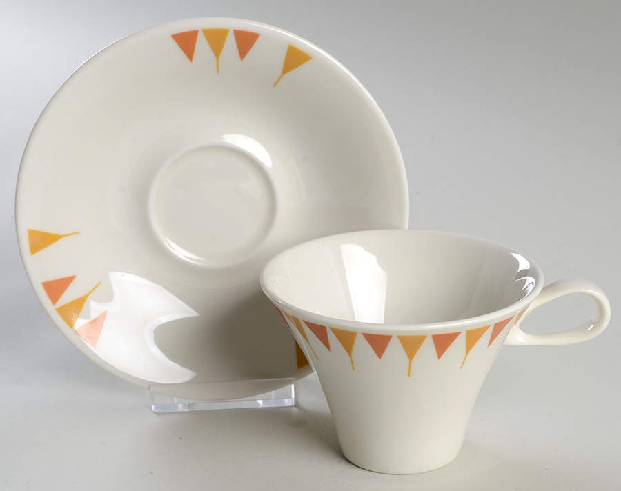Aztec Flat Cup & Saucer Set by Iroquois-1