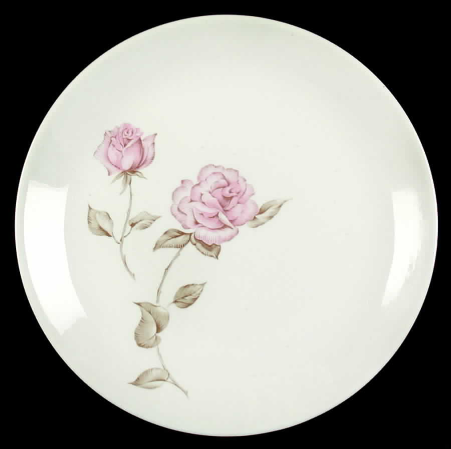 Beige Rose (Coupe) Salad Plate by Iroquois-1