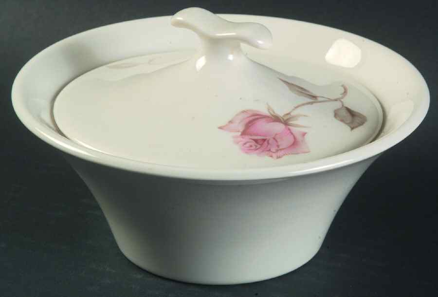Beige Rose (Coupe) Sugar Bowl & Lid by Iroquois-1