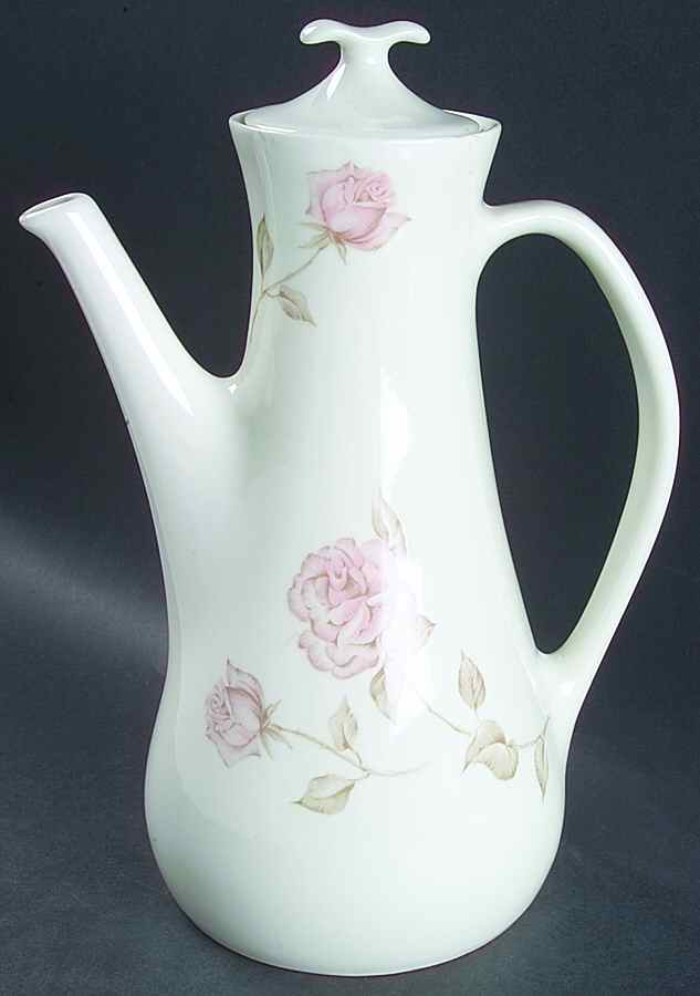 Beige Rose (Coupe) Coffee Pot & Lid by Iroquois-1