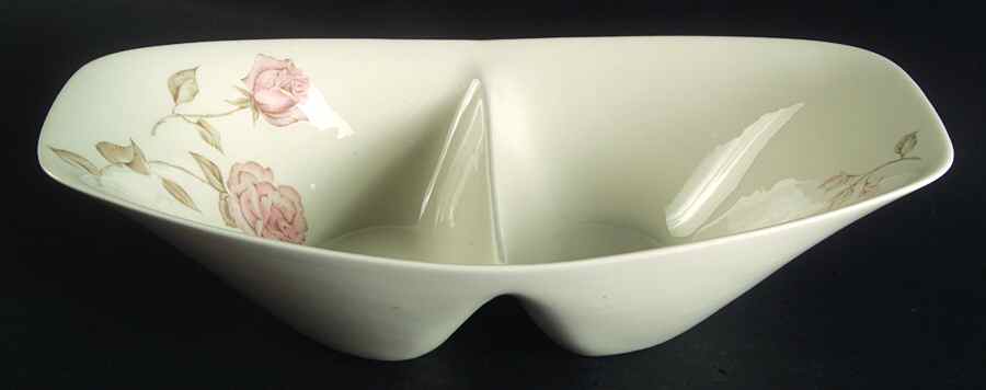 Beige Rose (Coupe) 12" Oval Divided Vegetable Bowl by Iroquois-1
