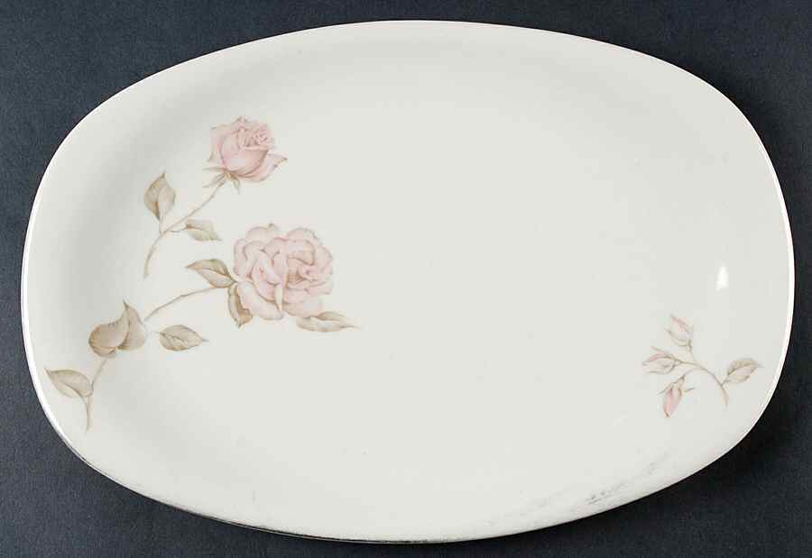Beige Rose (Coupe) 11" Oval Serving Platter by Iroquois-1