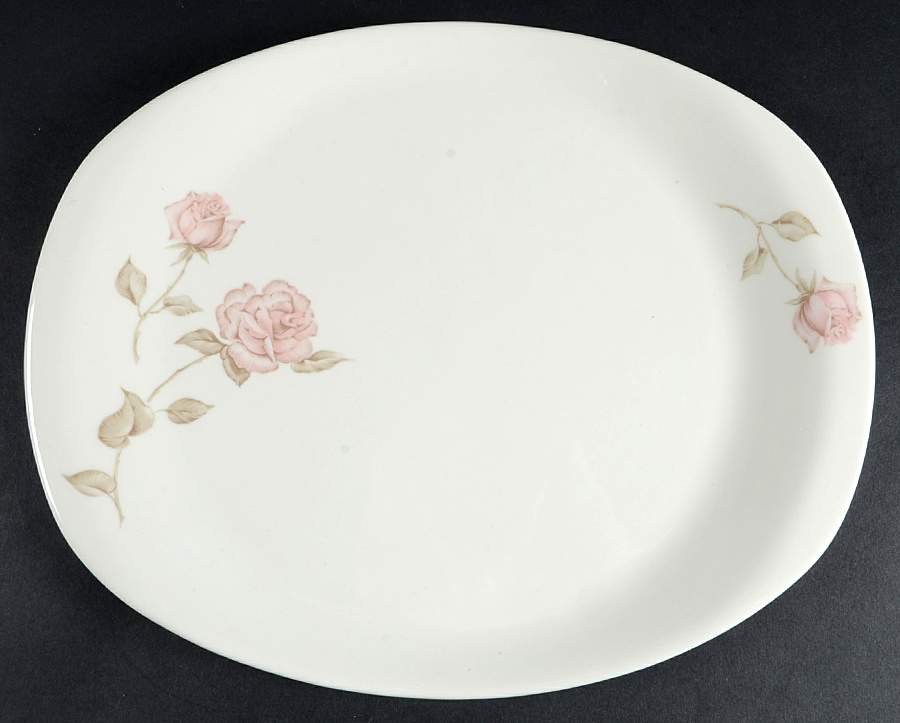 Beige Rose (Coupe) 13" Oval Serving Platter by Iroquois-1