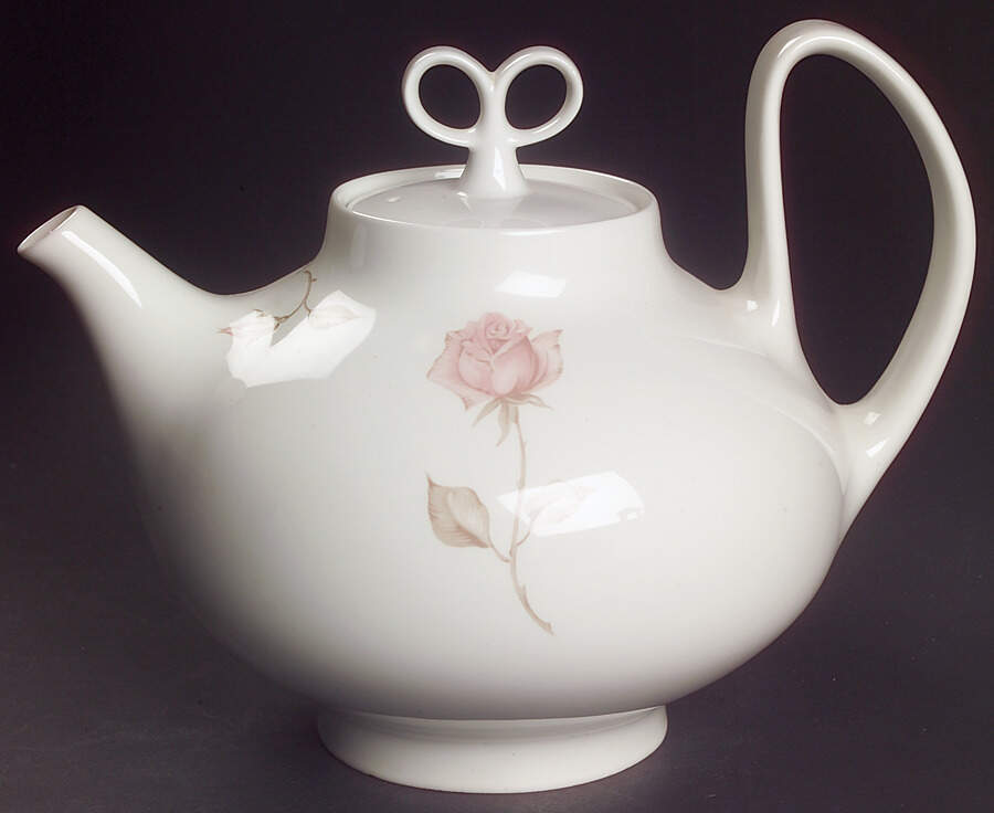 Beige Rose (Rim) Teapot & Lid by Iroquois-1