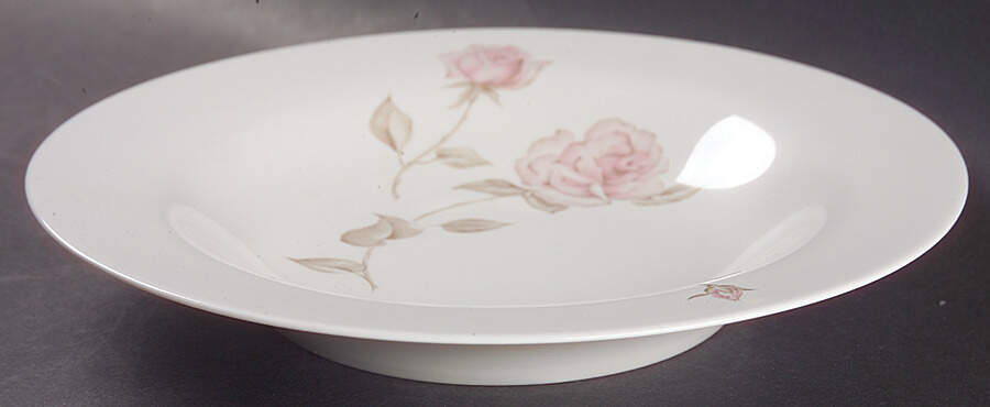 Beige Rose (Rim) Large Rim Soup Bowl by Iroquois-1