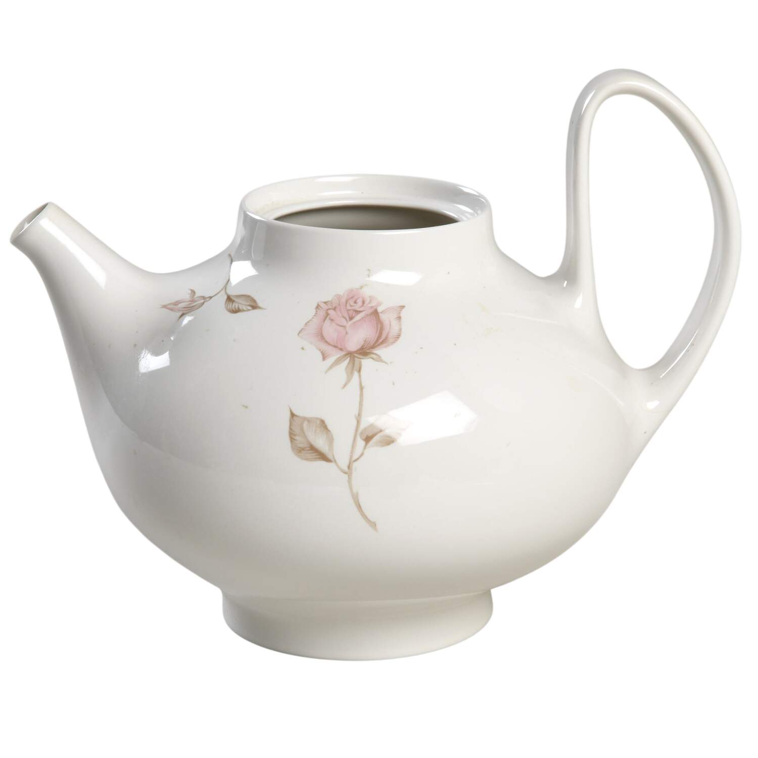 Beige Rose (Rim) Teapot No Lid by Iroquois-1