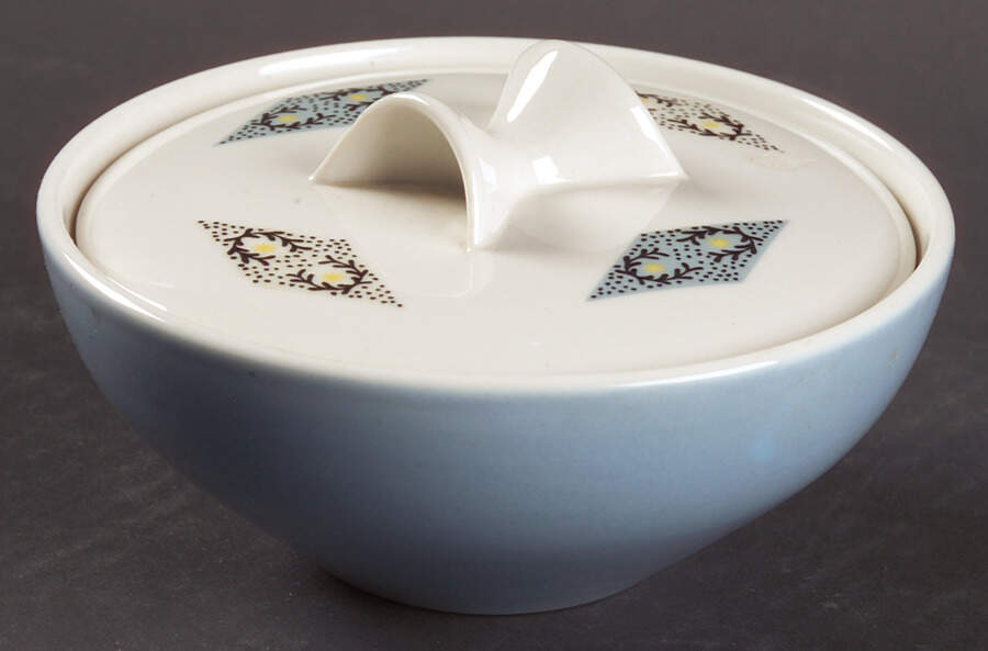 Blue Diamonds Sugar Bowl & Lid by Iroquois-1