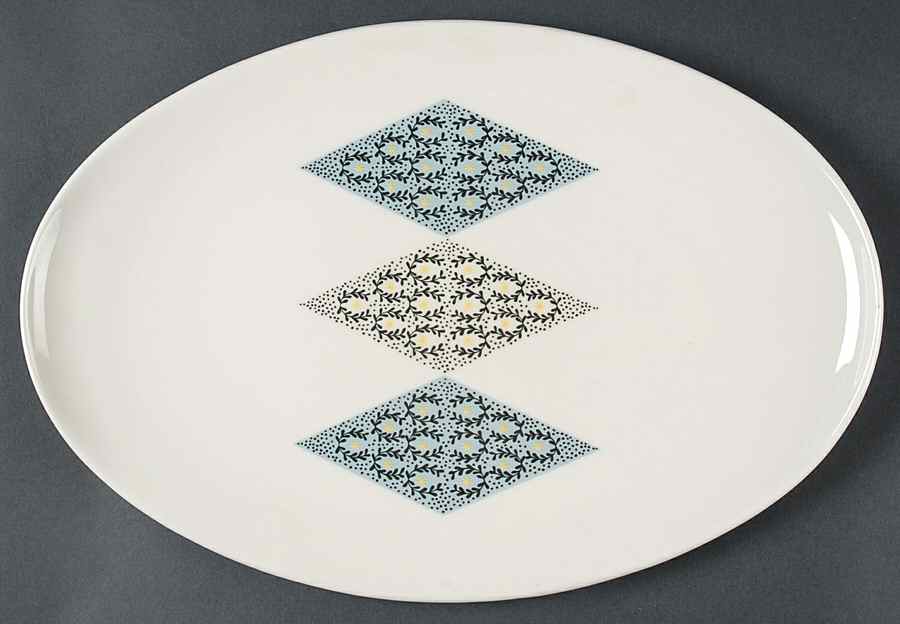 Blue Diamonds 15" Oval Serving Platter by Iroquois-1